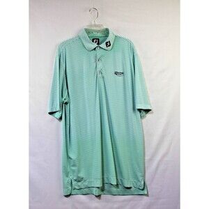 Footjoy Polo Mens Lg Hilton Head National Logo Green White Stripe Athleisure